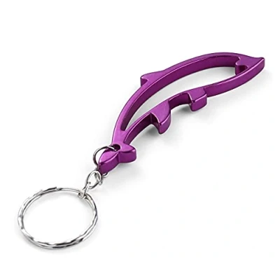 Image of Komonee Dolphin Purple Bottle Opener Key Chain Metal Aquatic Animal Novelty Sea Life Keyring