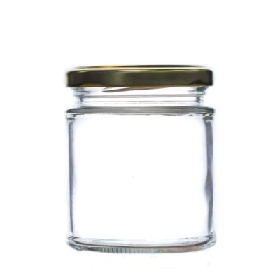 Image of 190ml Deluxe Glass Food Jam Jars with Airtight Lids suitable for Marmalade, Honey and Home Preserving (Gold Lid, Pack of 200)