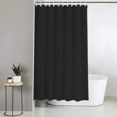 Image of Blue Canyon Diamante Shower Curtains 100% Polyester Curtain Anti Bacterial Surface Treatment Water Repellent Weighted Hem 180 X 180cm 12 Reinforced Eyelets with Hooks (Black)