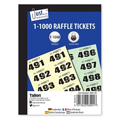 Image of Cloakroom / Raffle Tickets Book Of 1000 In Pack 5