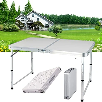 Image of 4FT Folding Table Plastic Top Heavy Duty Steel Frame Foldable Fold in Half Portable Picnic Party Camping Outdoor Event Catering Trestle BBQ Buffet