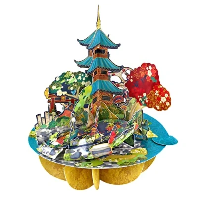 Image of SANTORO Pirouette, 3D Pop Up Greeting Card Japanese Garden For Her, Him, Birthday, Mothers Day, Fathers Day
