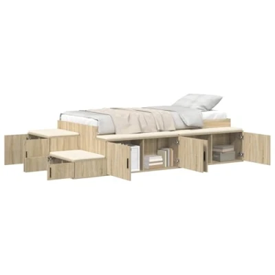 Image of vidaXL Storage Bed Frame Sonoma Oak 90x190 cm