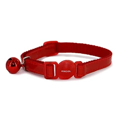 Image of Ancol Gloss Reflective Cat Collar with safety buckle Red