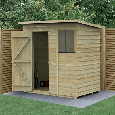Image of 6&#039; x 4&#039; Forest Beckwood 25yr Guarantee Shiplap Pressure Treated Pent Wooden Shed (1.98m 1.4m)