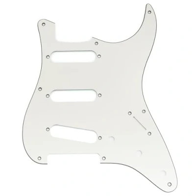 Image of Musiclily Pro 8 Holes ST SSS Pickguard for 2008 2019 China Made Squier Classic Vibe SQ CV 50s Reissue Vintage Strat Style Electric Guitar, 3ply Aged White