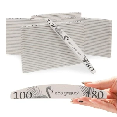 Image of Aba Group Pack of 100 Professional Flaming Half Moon Nail Files 100/180 Standard Disposable Good Quality Abrasion Resistant File Set Made in The EU