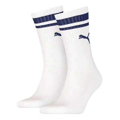 Image of Puma NEW CREW Heritage 2 PACK Socks, Size: 39 42, White/blue