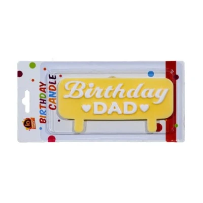 Image of Birthday Dad Candles Happy for Cake Decoration Perfect Father&#039;s Celebration (Pastel Yellow)