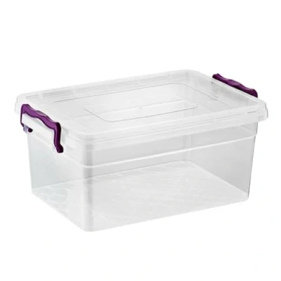 Image of Set Of Two Plastic Storage Box Boxes Lid Handles Food Container Home Kitchen Office UK (15L)