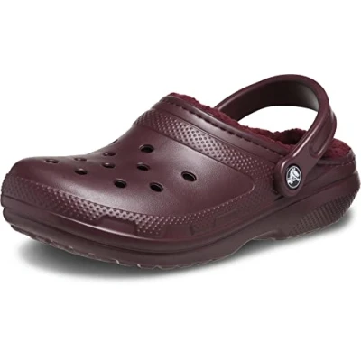 Image of Crocs Classic Lined Unisex Slippers, Size: 10, Dark cherry Synthetics