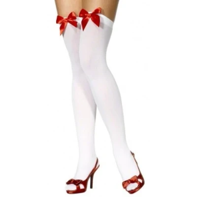 Image of White holdup stockings with red bows by crazy chick