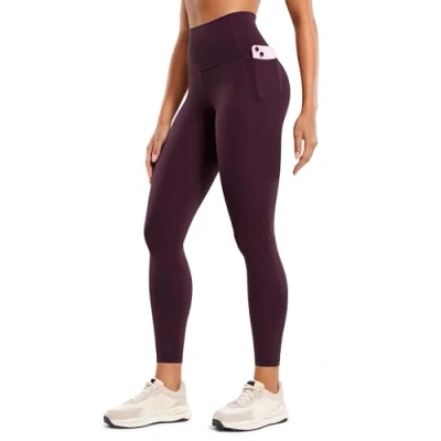 Image of CRZ Yoga Women&#039;s Butterluxe 25&#039;&#039; Gym Leggings with Pockets High Waisted Workout Buttery Soft Deep Purple 12