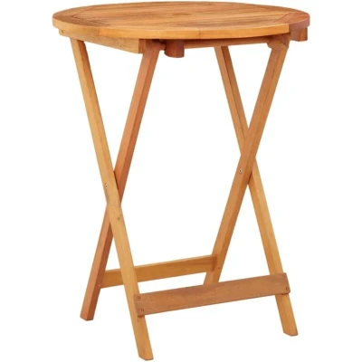 Image of vidaXL Folding Garden Table Ø60x75 cm Solid Eucalyptus Wood