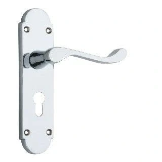 Image of Ironmongery Solutions® Brushed Internal Scroll Door Handles Lock, Latch &amp; Bathroom Sets in Polished Brass Satin Chrome (Polished Chrome, Latch)