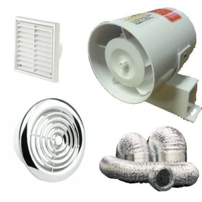 Image of SF100S Standard, 5m Alu Duct, 2100C, FG4 White Complete Inline Extractor Fan kit 100 m3/h