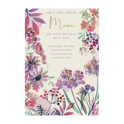 Image of Words &#039;n&#039; Wishes Traditional Mum Birthday Card, Card for Mum, Multi Coloured 23.5 x 16.5 cms