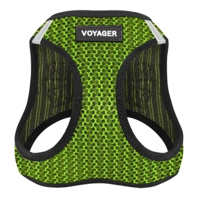 Image of Voyager Step in Air Dog Harness All Weather Mesh Vest for Small and Medium Dogs by Best Pet Supplies Lime Green (2 Tone), S