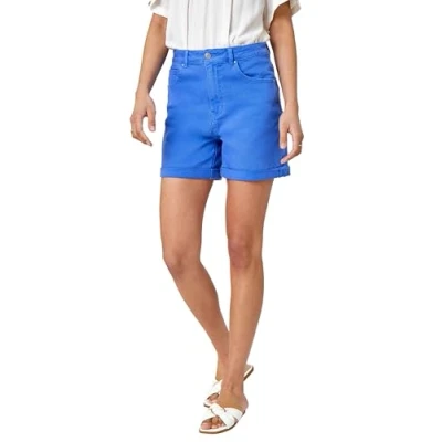 Image of Roman Originals Denim Shorts with Pockets for Women UK Ladies Mom Jeans Boyfriend Boy High Waisted Turned Frayed Hem Stretchy Cotton Casual Slim Skinny Pants Mother Holiday Blue Size 20