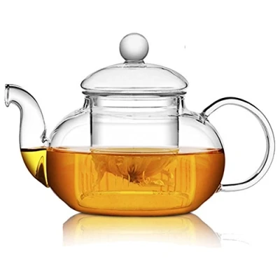 Image of TAMUME 1000ML Classic Style Glass Teapot with Infuser Strainer and Cap