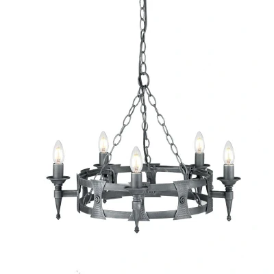 Image of Saxon 5 Light Chandelier Black, Silver Finish, E14