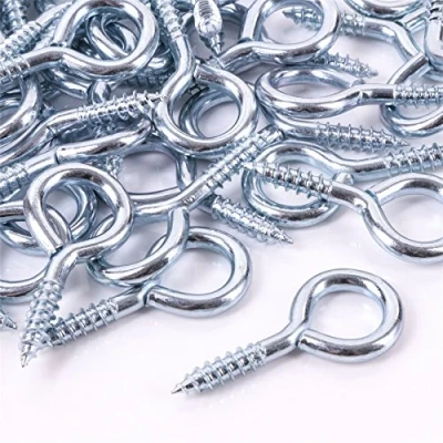 Image of Pack of 50 Metal 55mm Screw Eyes Heavy Duty Loop/Vine/Hoop/Frame Eye Hooks