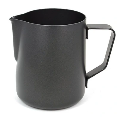 Image of Rhinowares Stealth Black Milk Pitcher 600ml/20oz Stainless Steel Frothing Jug &amp; Measuring Cup Use with Your Coffee Machine or Frother for a Cappuccino, Latte Flat White
