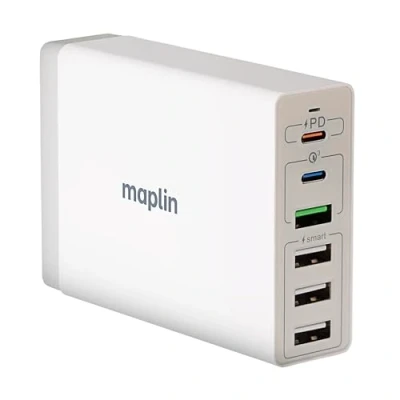 Image of Maplin 6 Port Usb Charging Station 4x A/2x C 50W 10A High Speed 1m Cable