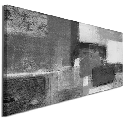 Image of Wallfillers Black White Grey Canvas Wall Art Abstract 1368 Small 97x40cm