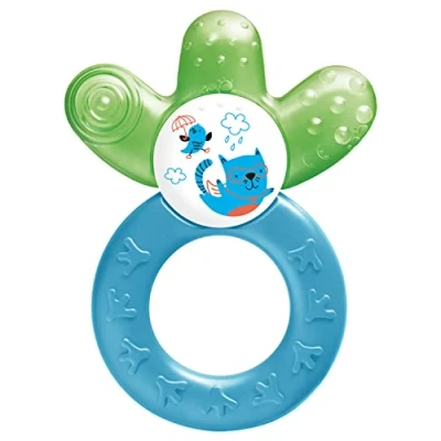 Image of MAM Cooler Teether, Teething Toy for Babies, Cooling and Soothing Ring, Baby Teether with Unique Shape Ergonomic Design, Blue