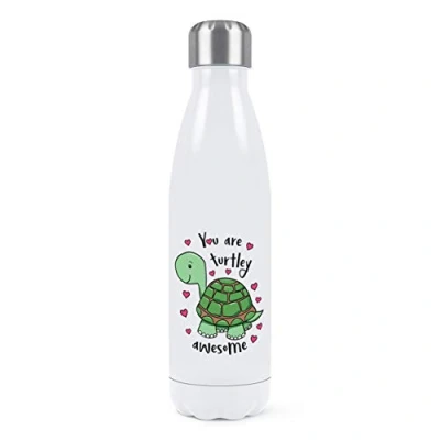 Image of You are Turtley Awesome Double Wall Water Bottle Insulated Stainless Steel Sports Drinks 500ml White