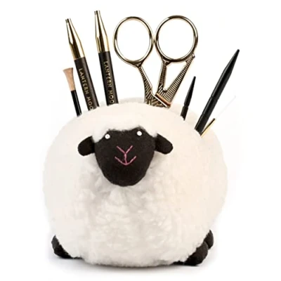 Image of Lantern Moon Sherpa Sheep Shaped Handcrafted Accessories Holder 1 Piece, White