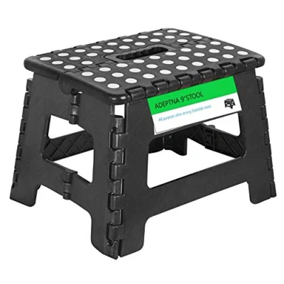 Image of ADEPTNA Strong Plastic Folding Step Stool Premium Compact and Lightweight Anti Slip Foldable with Handles for Kids Adults (9 SMALL STOOL)