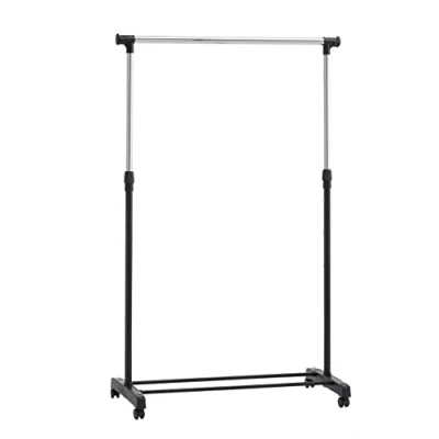 Image of Amazon Basics Clothes Rail with Wheels, Chrome, 91.5 145cm x 42cm 134 161cm