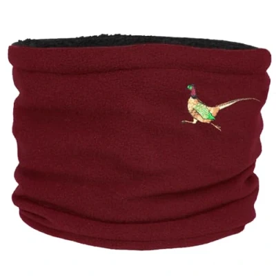 Image of TeddyT&#039;s Pheasant Fluffy Fleece Thermal Snood Scarf (Deep Red)