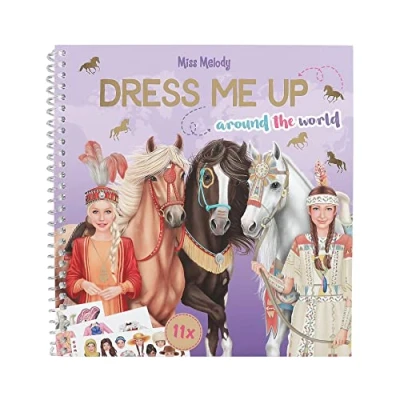 Image of Depesche 12431 Miss Melody Dress Me Up Around The World 24 Pages Horse Design Book Including 11 Sheets of Stickers, Multicoloured, Small