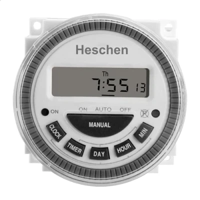 Image of Heschen Digital LCD Power Weekly Programmable Timer Relay Switch, CN304, 220 250VAC 16Amp, SPST, 5 Pin