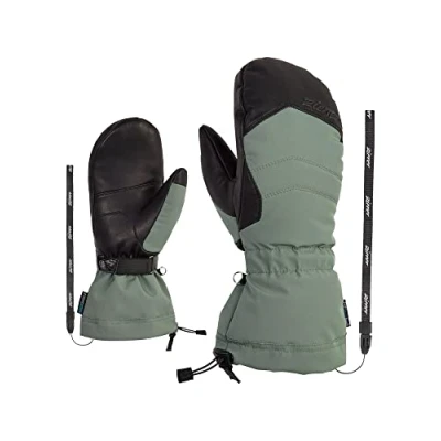 Image of Ziener Women&#039;s Kilati Ski Mittens/Winter Sports Waterproof Wool Freeride Green Mud 7.5