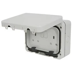 Image of electrosmart Outdoor/External Switched Two/Twin/Double Gang 13 Amp Electrical Wall Socket IP66 Weatherproof Rated
