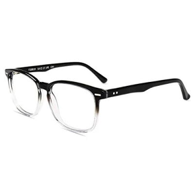 Image of Firmoo Blue Light Glasses for Computer Screen Glare, Women Blocking Square Black/Clear Frame, UV Filter Anti Fatigue