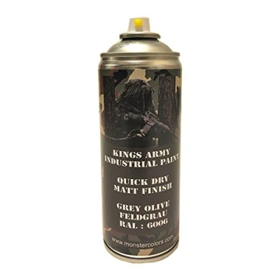 Image of FVLFIL Kings Army Grey Olive (Feldgrau) RAL 6006 Military Matt Spray Paint 400ml Vehicle Paint, Airsoft, Paintball, Model Maker Fishing