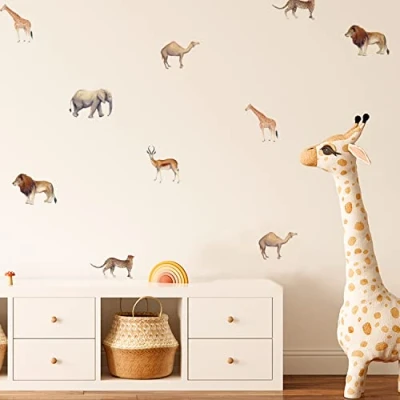 Image of funlife Jungle Animals Wall Decal, Peel and Stick Stickers, Transparent PVC Kids Art Decor for Revamping Nursery Bedroom Playroom