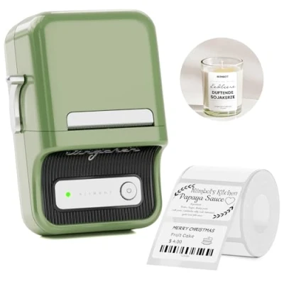 Image of NIIMBOT B21 Label Maker Machine,Bluetooth Barcode Printer Printing Size 20 50mm,Compatible with iOS &amp; Android for Clothing,Jewelry,Supermarket 1 Roll Starter White Paper