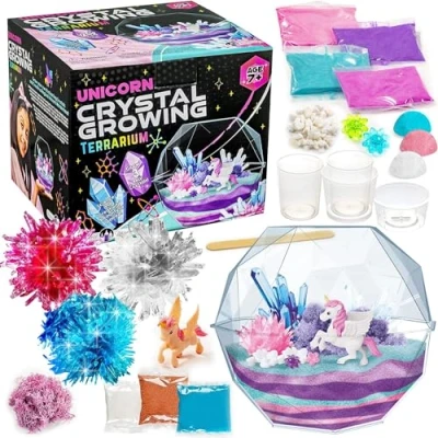 Image of Original Stationery Grow Your Own Crystal Unicorn Terrarium Kit, Making Kit with Everything Needed to 3 Real Kids Crystals, Fun &amp; Gifts for Girls