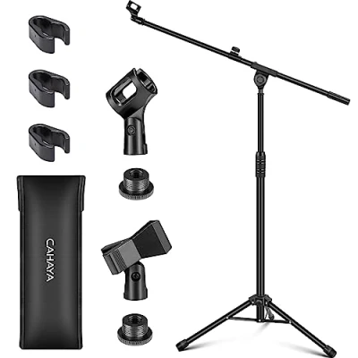 Image of CAHAYA Upgraded Tripod Boom Sheet Microphone Stand Universal Metal Mic with Carrying Bag, for Singing Speech Wedding Stage and Outdoor CY0311