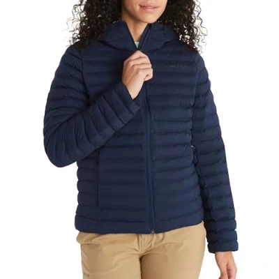 Image of Marmot Women&#039;s Echo Featherless Hoody, Warm Puffy Jacket, Insulated Hooded Winter Coat, Water resistant Quilted Parka, Lightweight Packable Outdoor Windproof, Arctic Navy, S