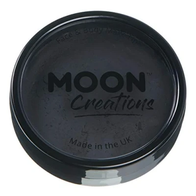 Image of Moon Creations Pro Face &amp; Body Makeup Black 36g Professional Colour Paint Cake Pots For Painting Kids, Adults, Fancy Dress, Festivals, Halloween