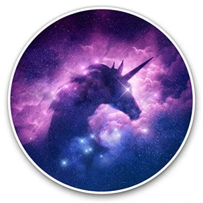 Image of 2 x Heart Stickers 10 cm Unicorn Nebula Purple Star Fun Decals for Laptops,Tablets,Luggage,Scrap Booking,Fridges #14344