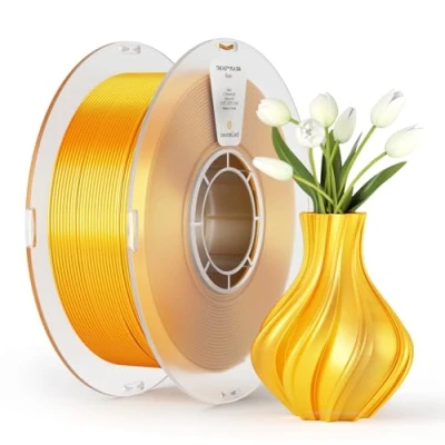 Image of kexcelled Silk PLA Filament 1.75 mm +/ 0.03 mm, 3D Printer Filament, Shiny Glossy Surface, 1 kg Spool (2.2 lbs), for FDM Printer, Vacuum Packaging, Gold