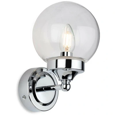 Image of Oscar Bathroom Globe Wall Light Chrome with Clear Glass IP44